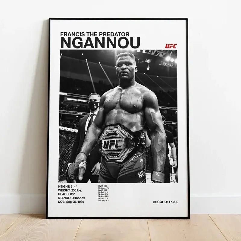 Set of 9 black and white ufc canvas print gym wall decor