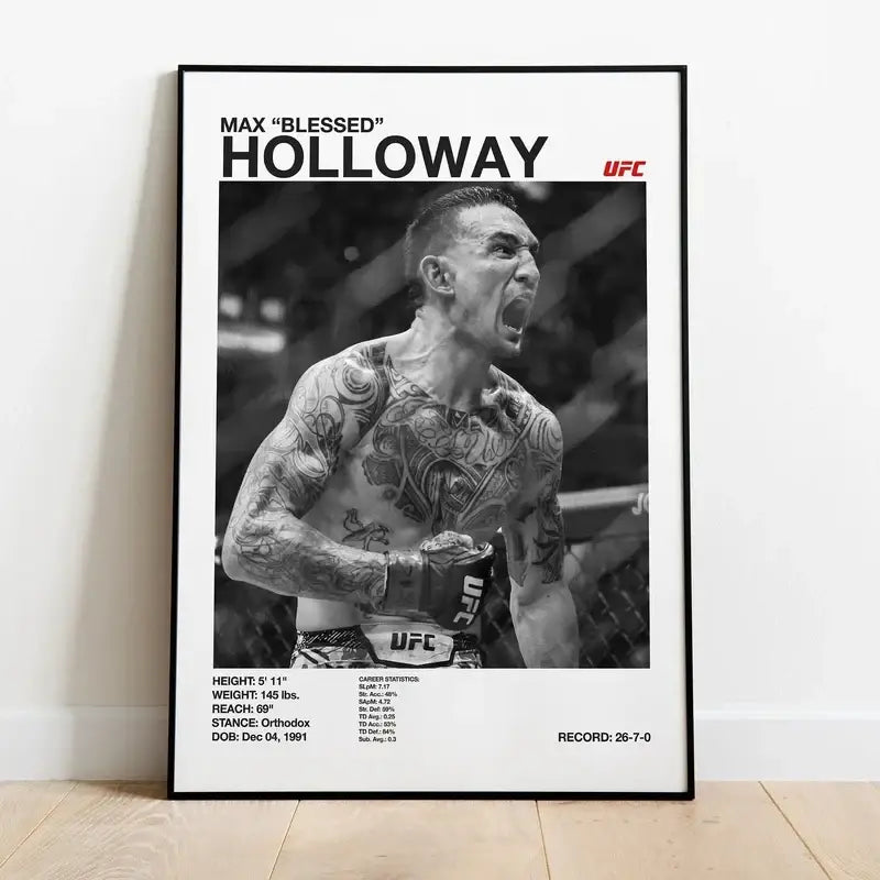 Set of 9 black and white ufc canvas print gym wall decor