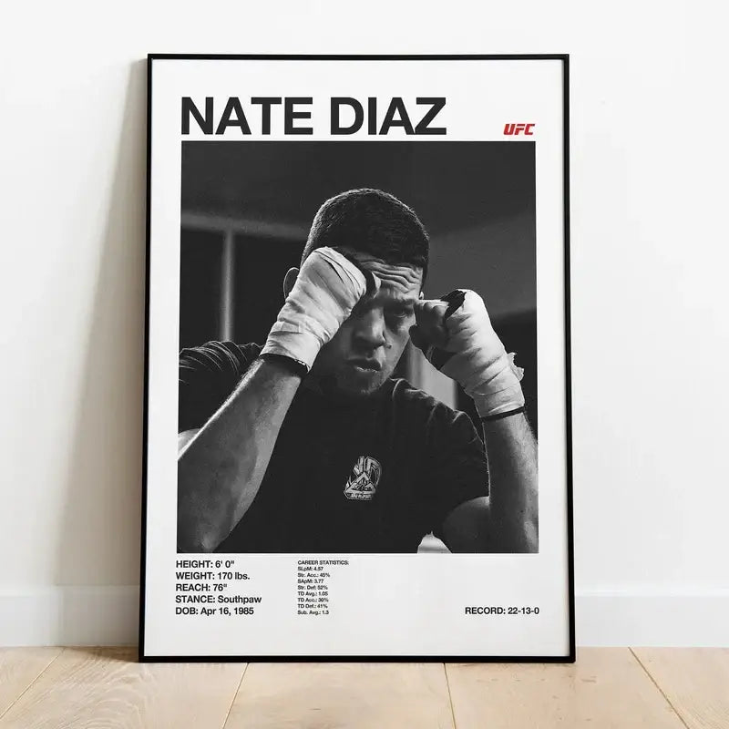 Set of 9 black and white ufc canvas print gym wall decor