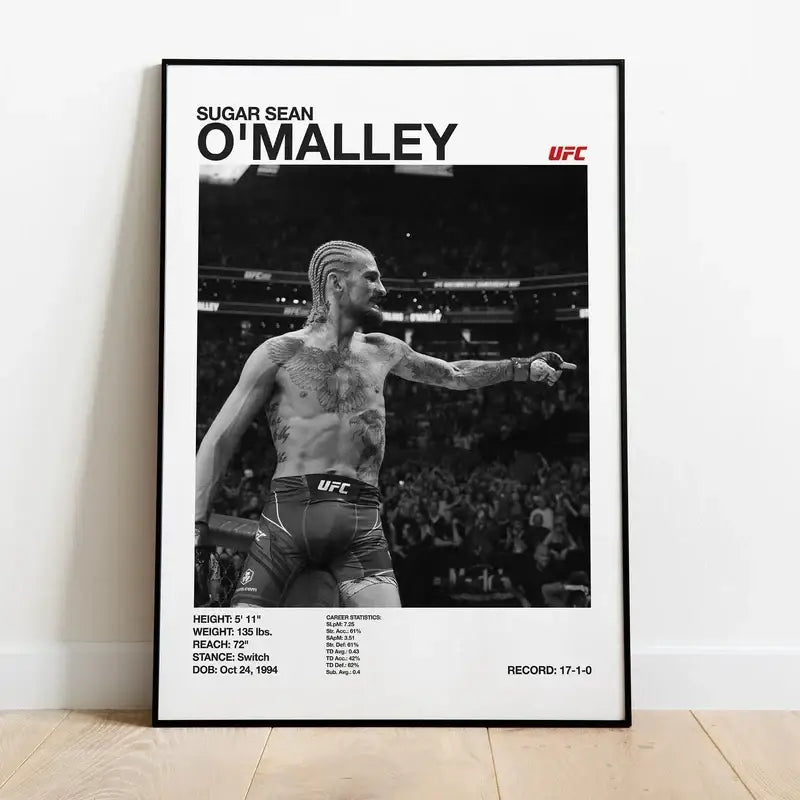 Set of 9 black and white ufc canvas print gym wall decor