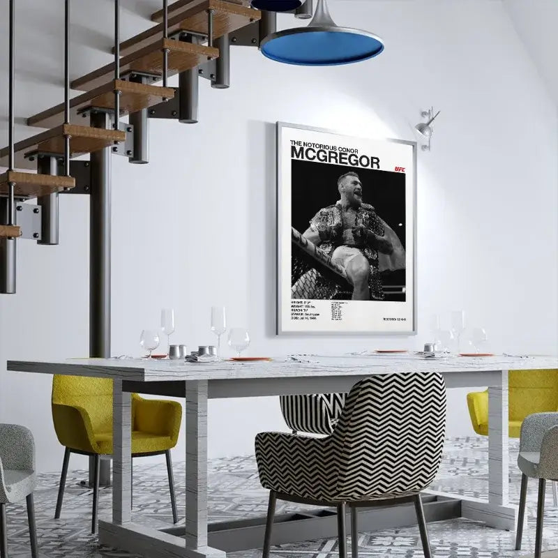 Set of 9 black and white ufc canvas print gym wall decor