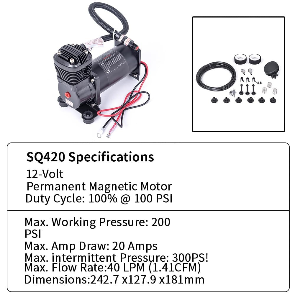 Quiet 300 PSI Air Compressor 1/4 NPT Super Silent 69dB for Truck, Car, and Train Use