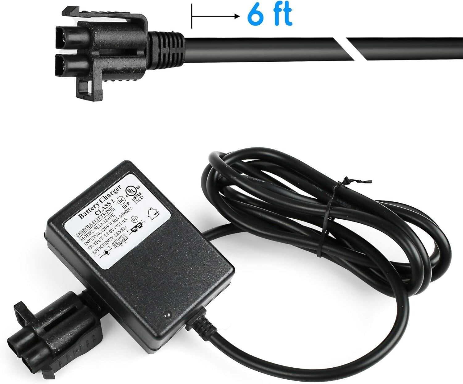 Universal 6ft 12V Battery Charger Cable Certified Safe