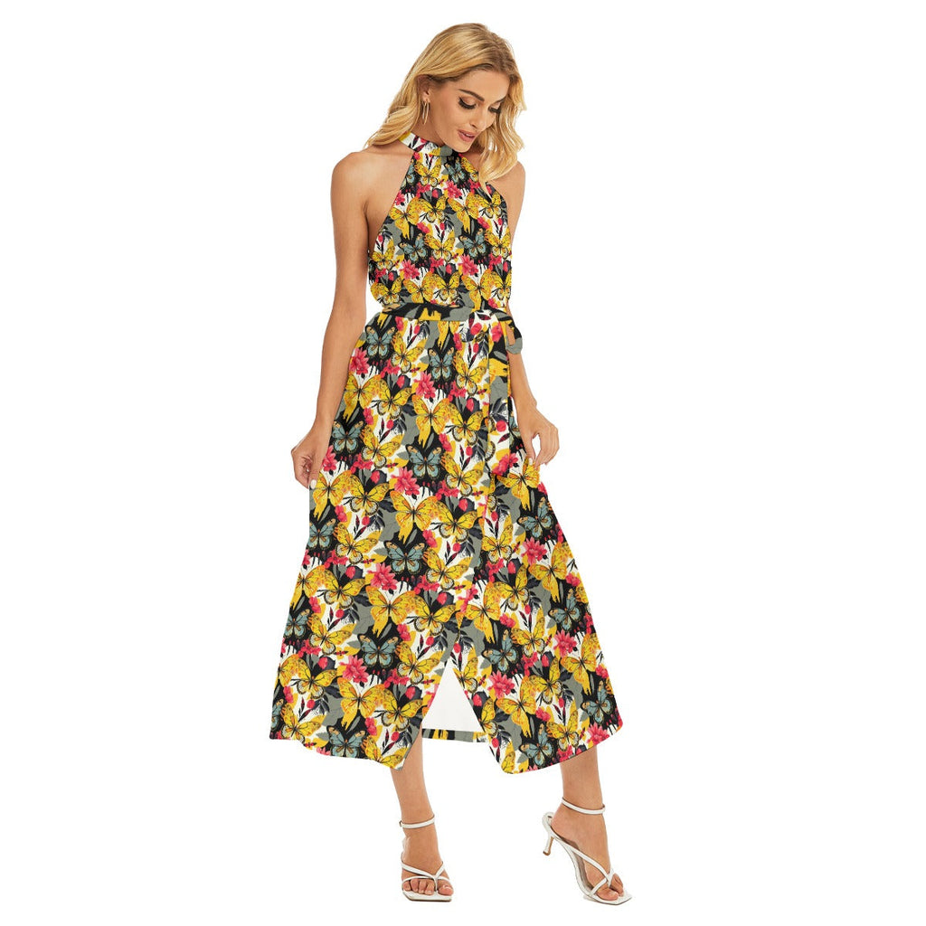 Munsieur Urban Luxury Belted Dress with Floral Print