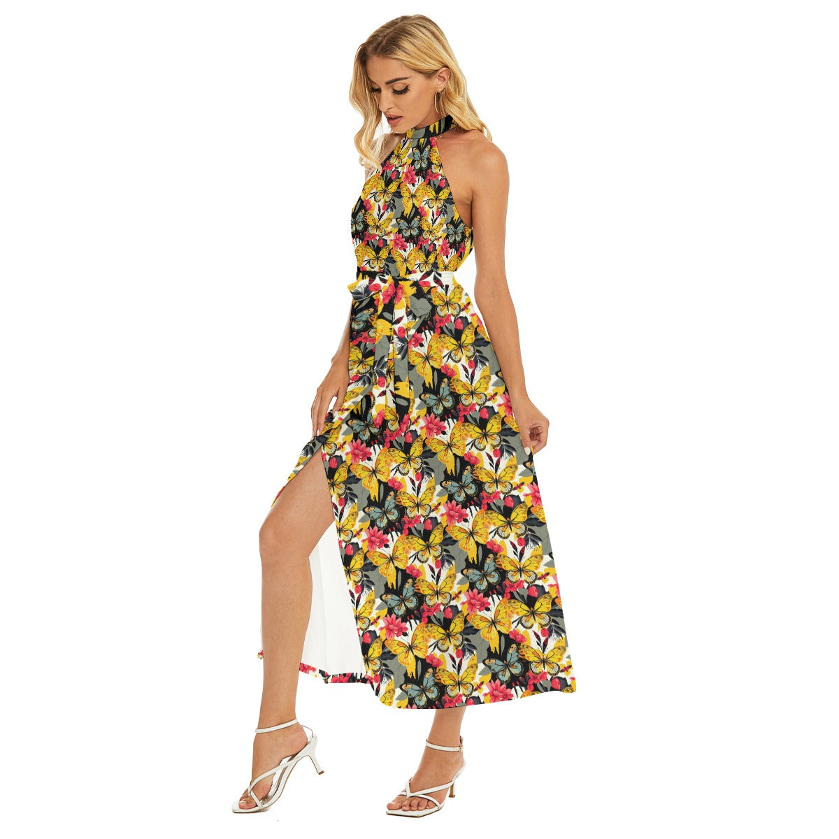 Munsieur Urban Luxury Belted Dress with Floral Print