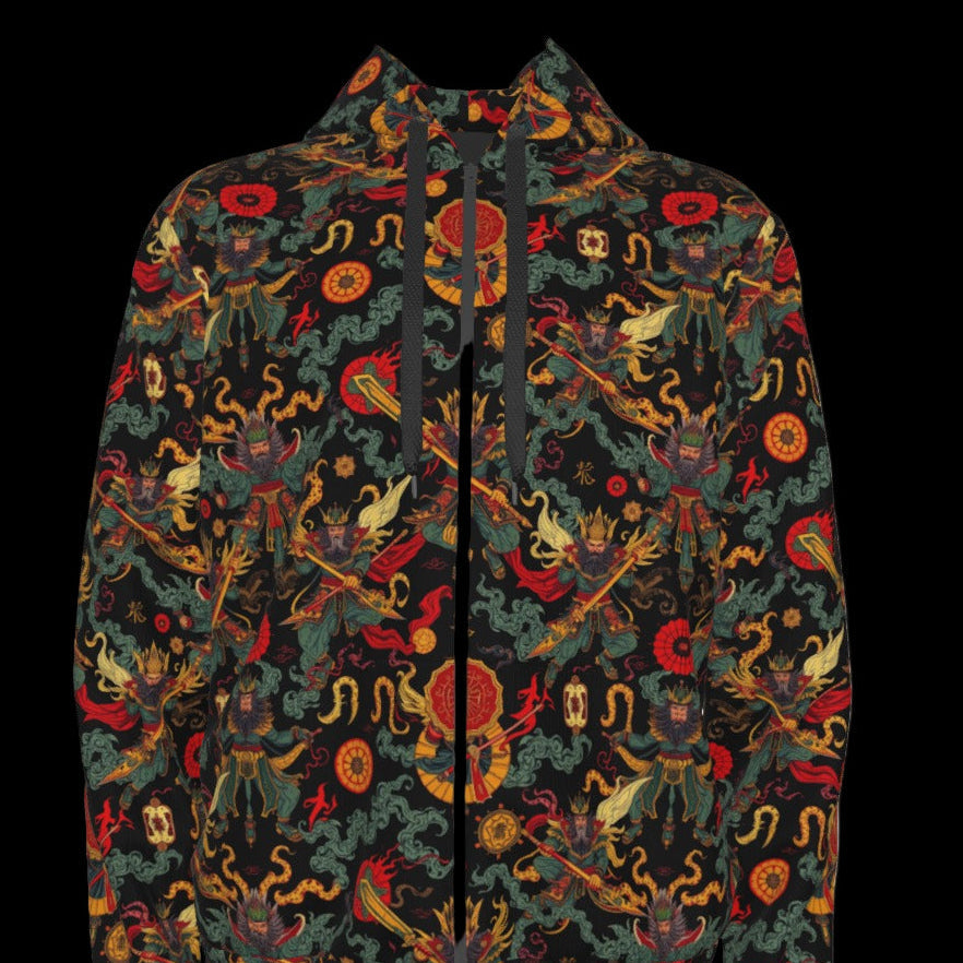 Munsieur Urban Streetwear Zip Up Hoodie with Dragon Design