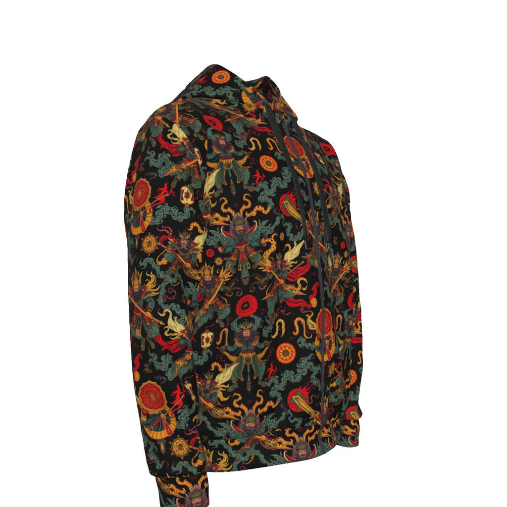 Munsieur Urban Streetwear Zip Up Hoodie with Dragon Design