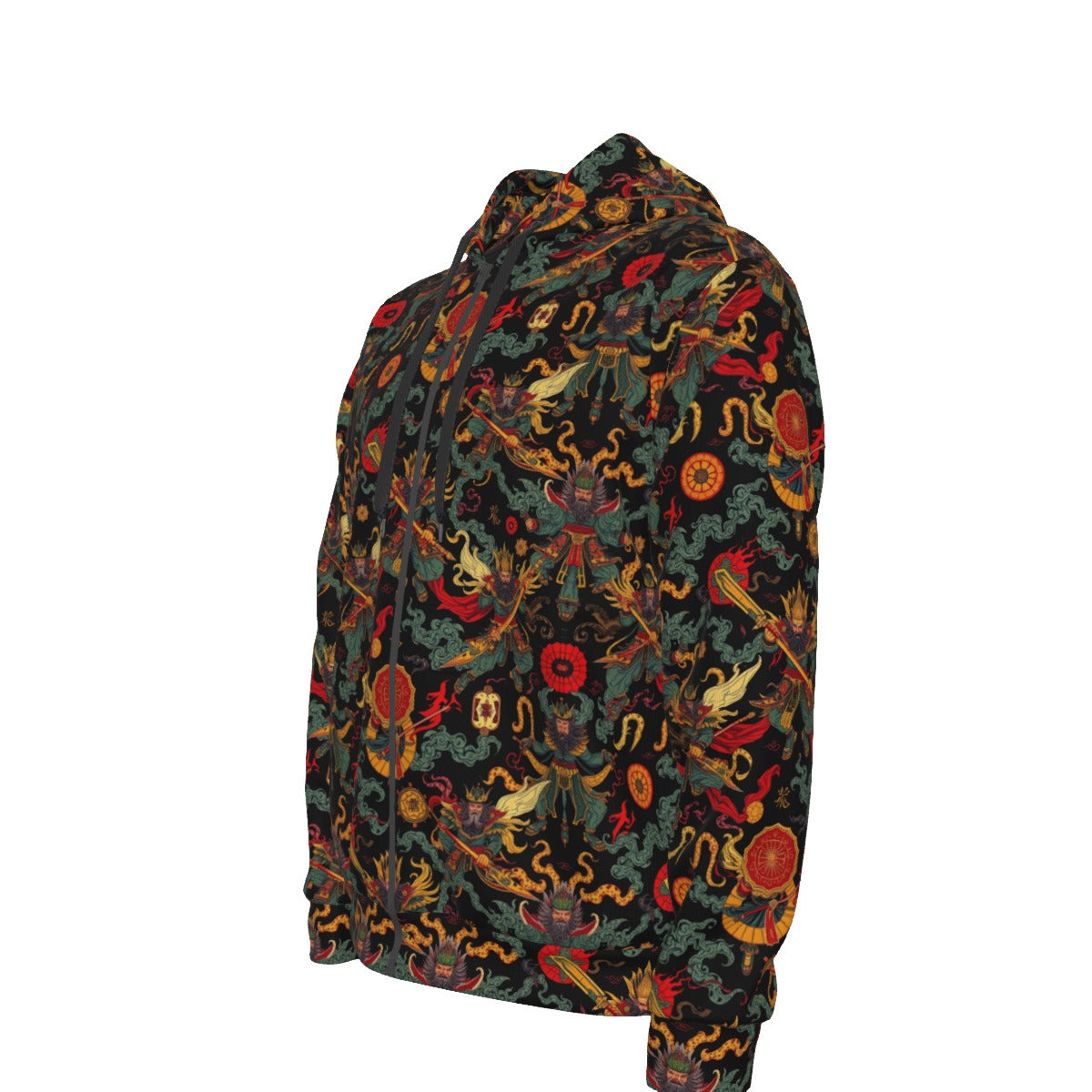 Munsieur Urban Streetwear Zip Up Hoodie with Dragon Design