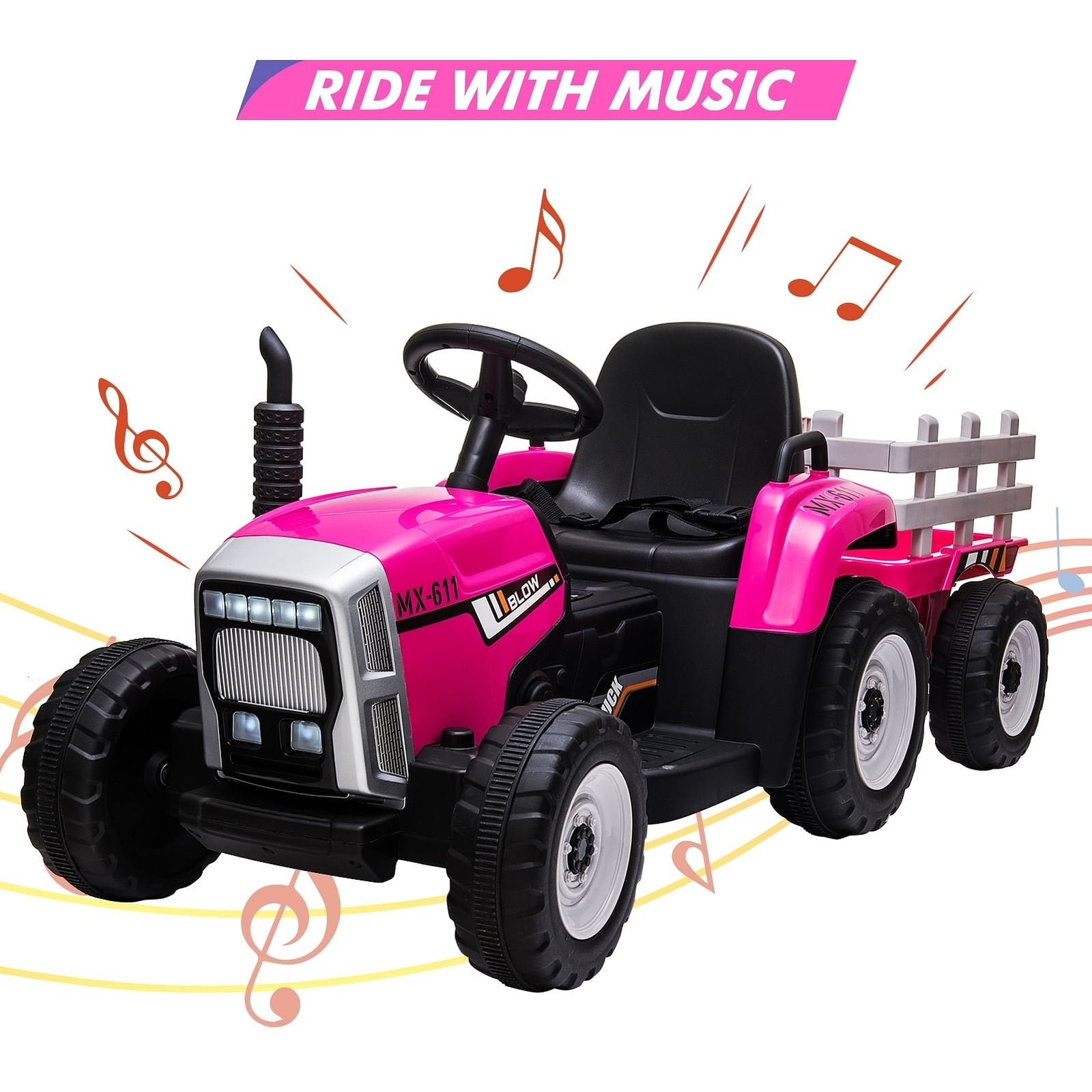12V Kids Electric Ride-On Tractor Battery Powered 35W Rose