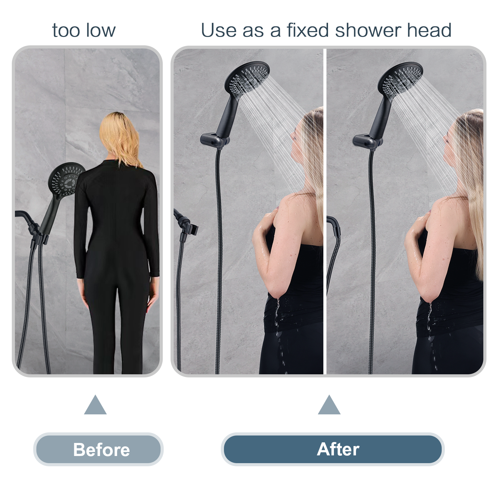 Adjustable Handheld Shower Head Holder with 1/2-Inch Connection