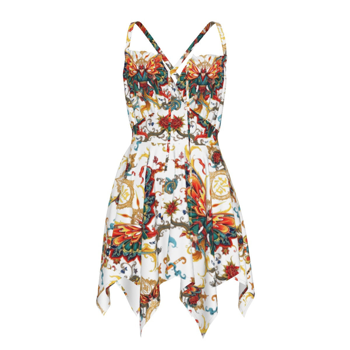 Munsieur Luxury All-Over Print Dress with Handkerchief Hem