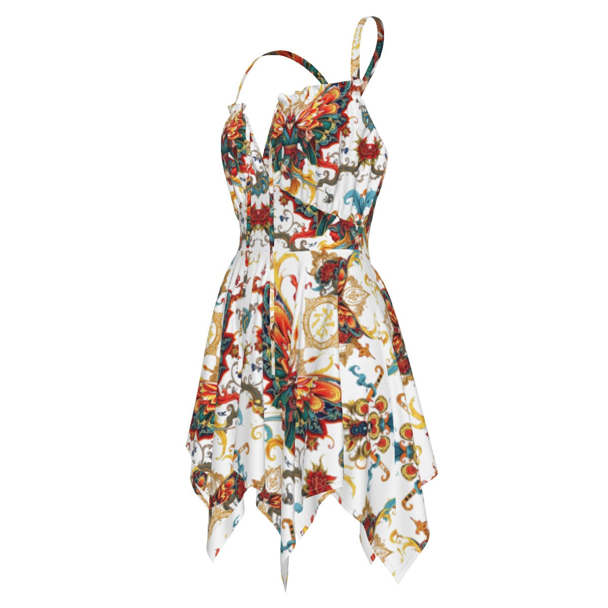 Munsieur Luxury All-Over Print Dress with Handkerchief Hem