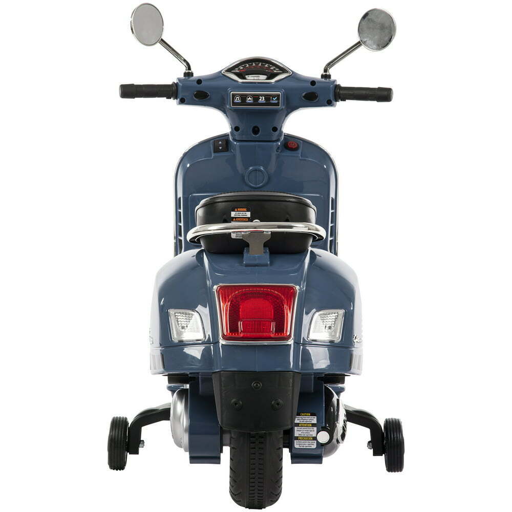Vespa-Style 6V Electric Scooter for Kids with Training Wheels