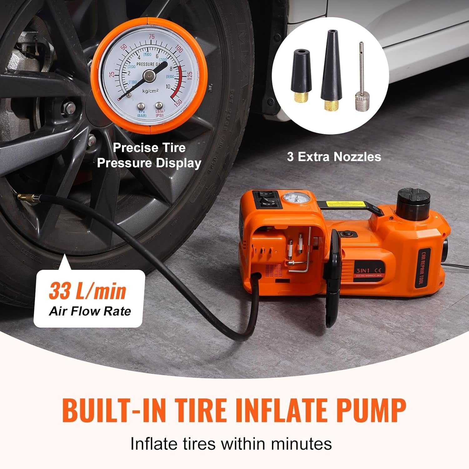 Electric Hydraulic Car Jack 5 Ton 11023 LBS with Electric Impact Lift