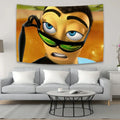 Vibrant bee movie meme tapestry art – living room fabric wall decor