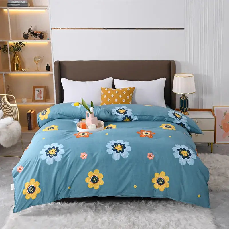 Vibrant floral leaf duvet cover bedding set – bedroom decor
