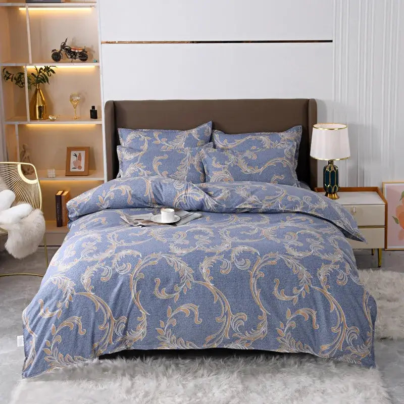 Vibrant floral leaf duvet cover bedding set – bedroom decor