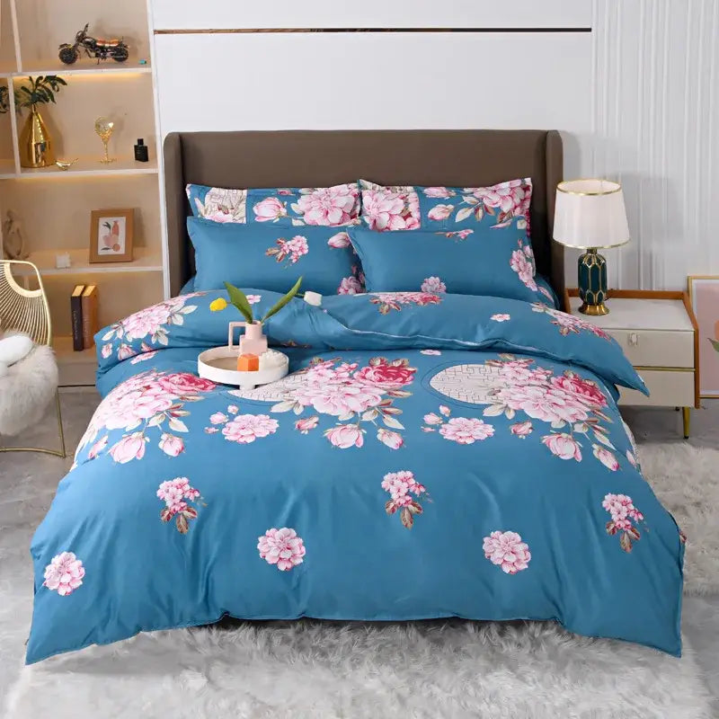Vibrant floral leaf duvet cover bedding set – bedroom decor