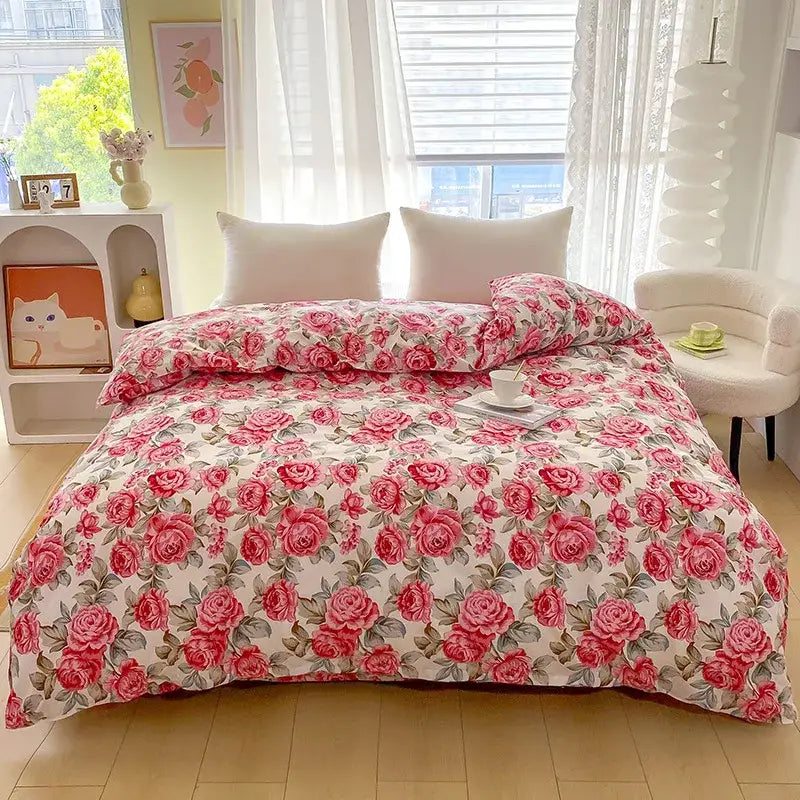 Vibrant floral leaf duvet cover bedding set – bedroom decor