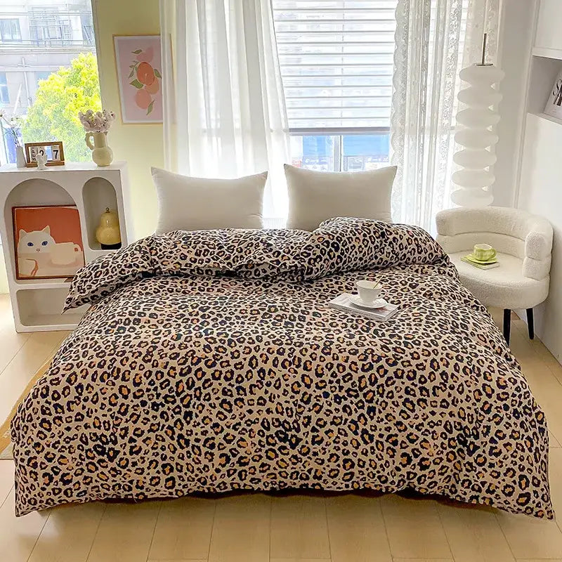 Vibrant floral leaf duvet cover bedding set – bedroom decor