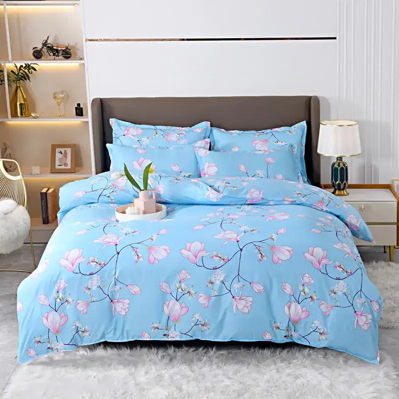 Vibrant floral leaf duvet cover bedding set – bedroom decor
