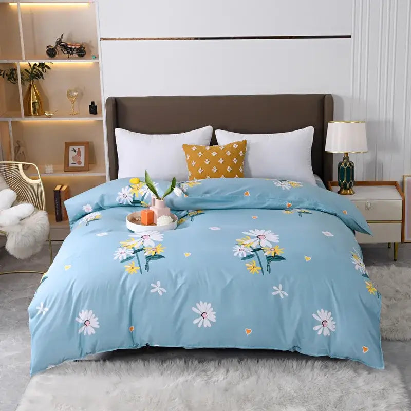 Vibrant floral leaf duvet cover bedding set – bedroom decor