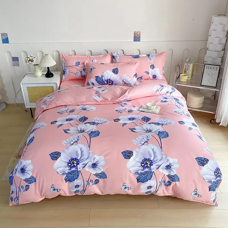 Vibrant floral leaf duvet cover bedding set – bedroom decor
