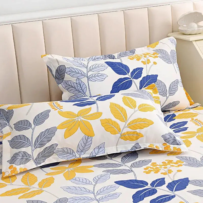 Vibrant floral leaf duvet cover bedding set – bedroom decor