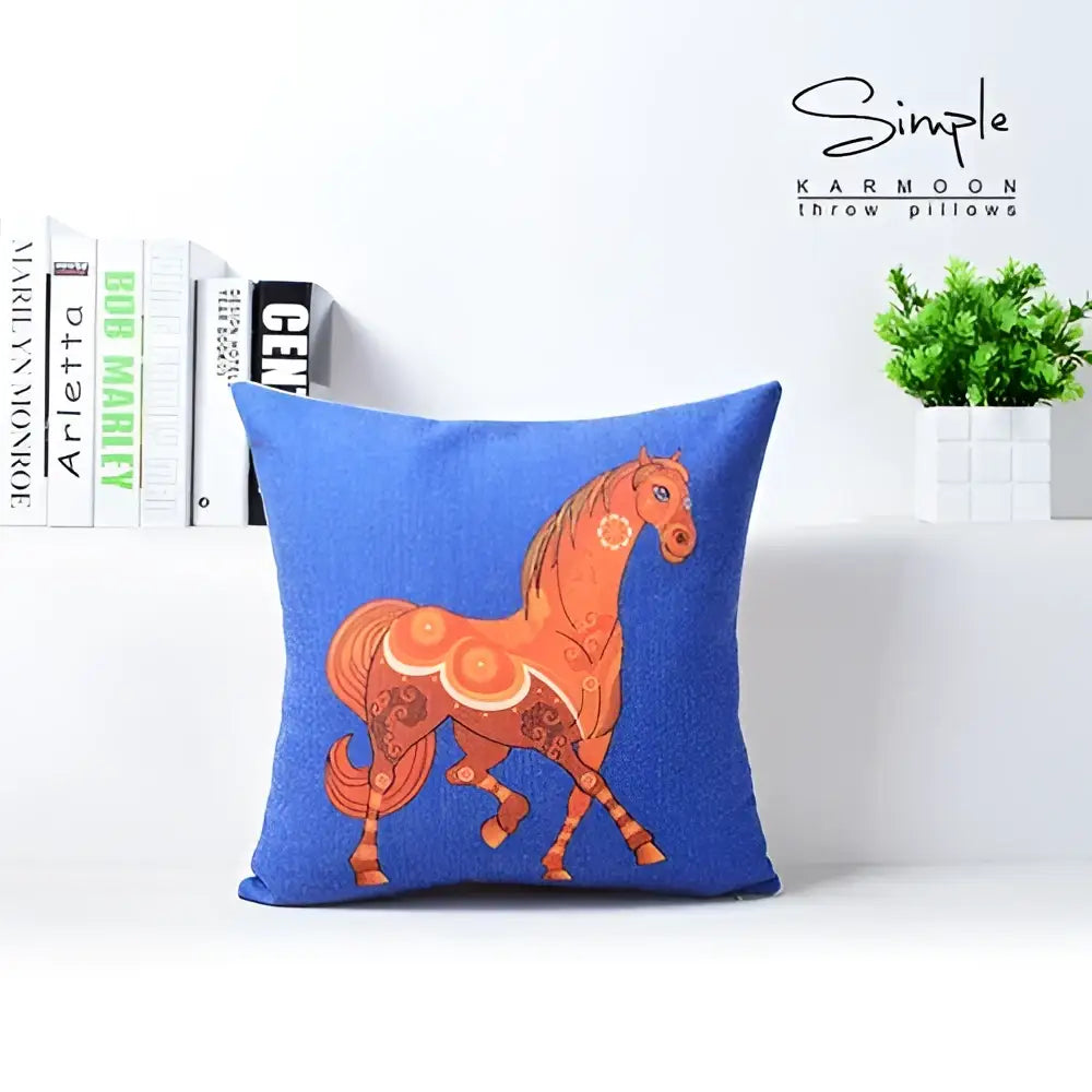 Vibrant horse pattern decorbites cotton linen sofa pillowcase living room