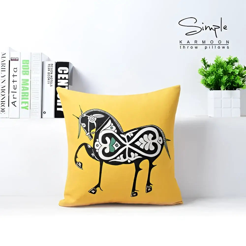 Vibrant horse pattern decorbites cotton linen sofa pillowcase living room