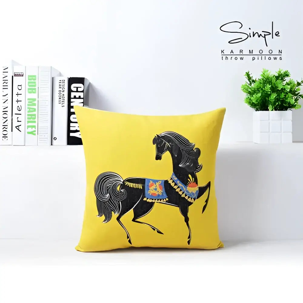 Vibrant horse pattern decorbites cotton linen sofa pillowcase living room