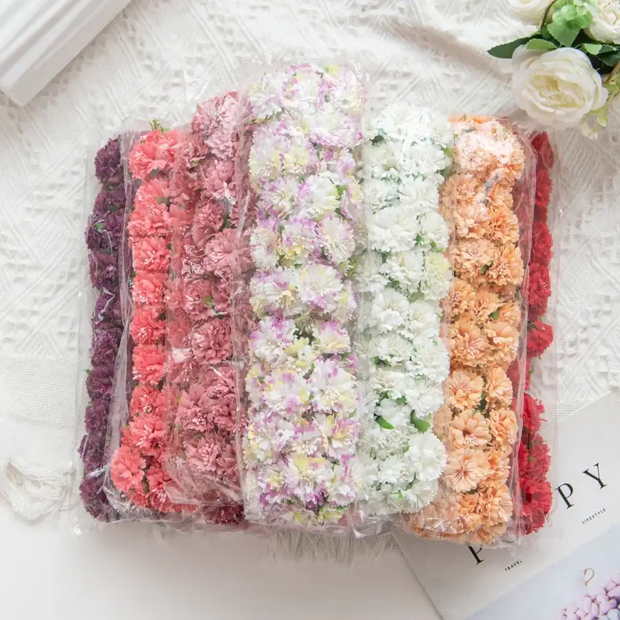 Vibrant multicolor carnation stamen silk flowers living room decor