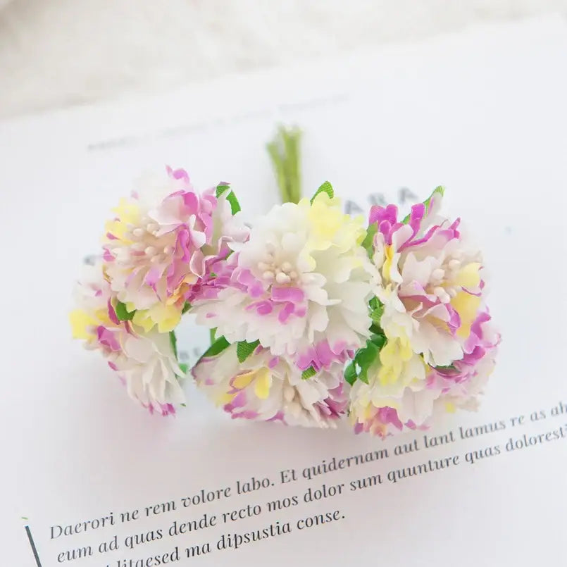 Vibrant multicolor carnation stamen silk flowers living room decor