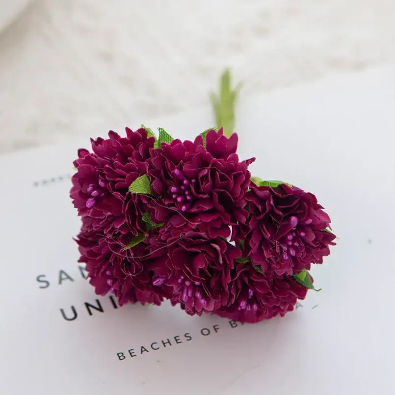 Vibrant multicolor carnation stamen silk flowers living room decor