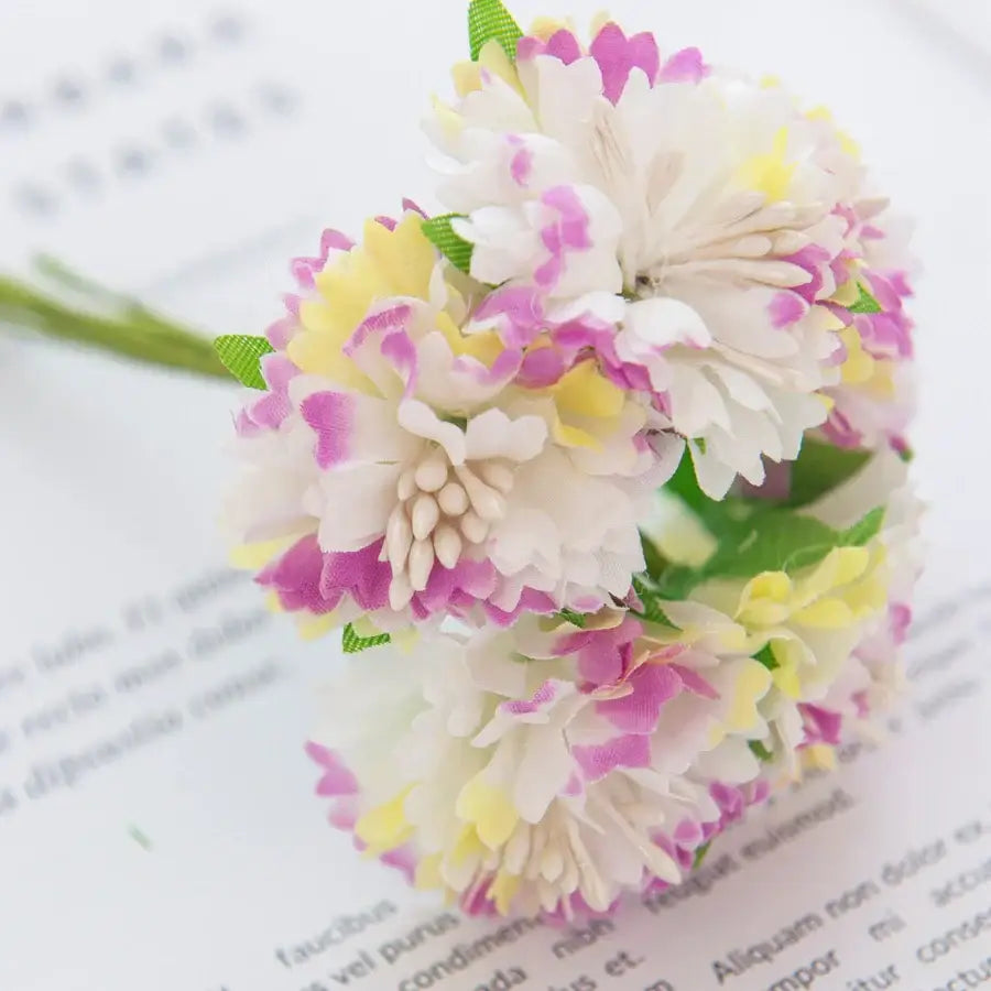 Vibrant multicolor carnation stamen silk flowers living room decor