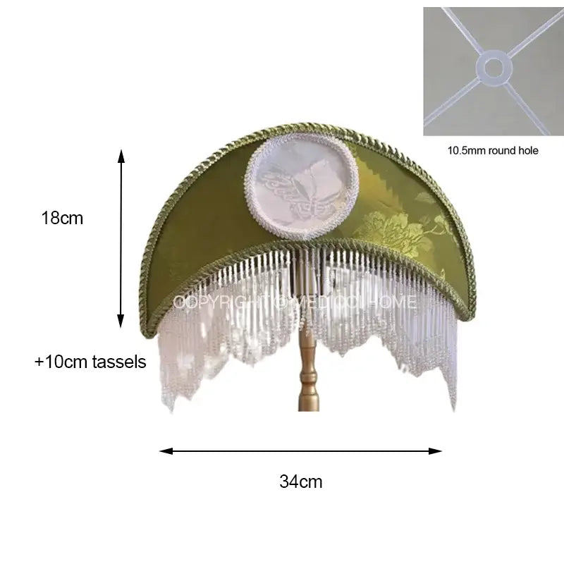 Victorian sage green crescent moon lampshade bedroom gold desk light