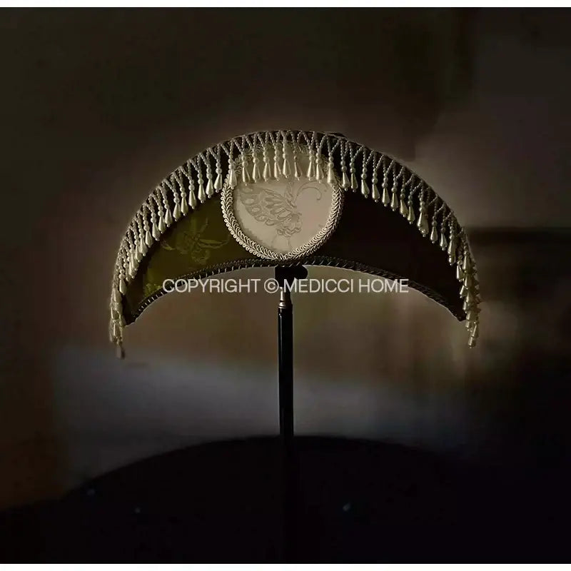 Victorian sage green crescent moon lampshade bedroom gold desk light