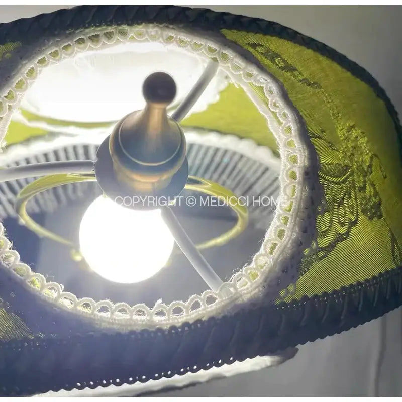 Victorian sage green crescent moon lampshade bedroom gold desk light