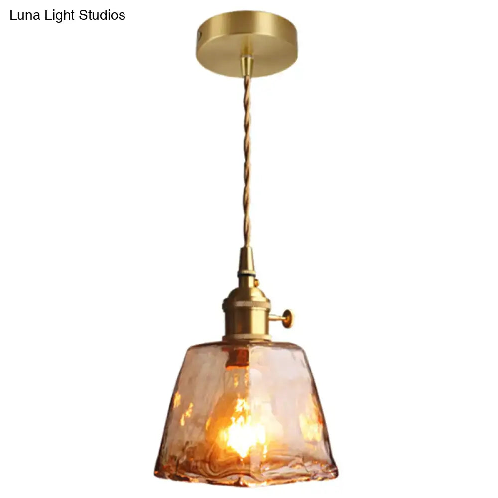 Vintage amber alabaster glass pendant light for living room
