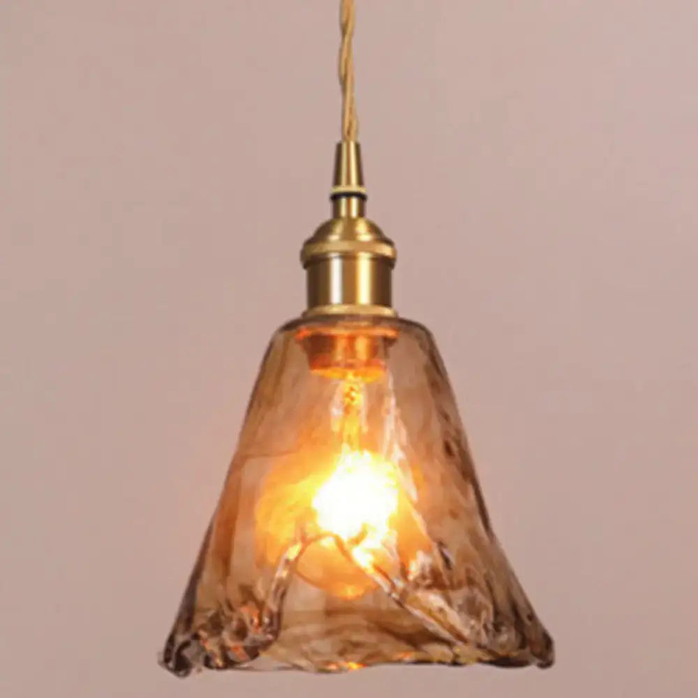Vintage amber alabaster glass pendant light for living room