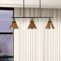 Vintage amber glass 3-light black and brass pendant dining room lamp