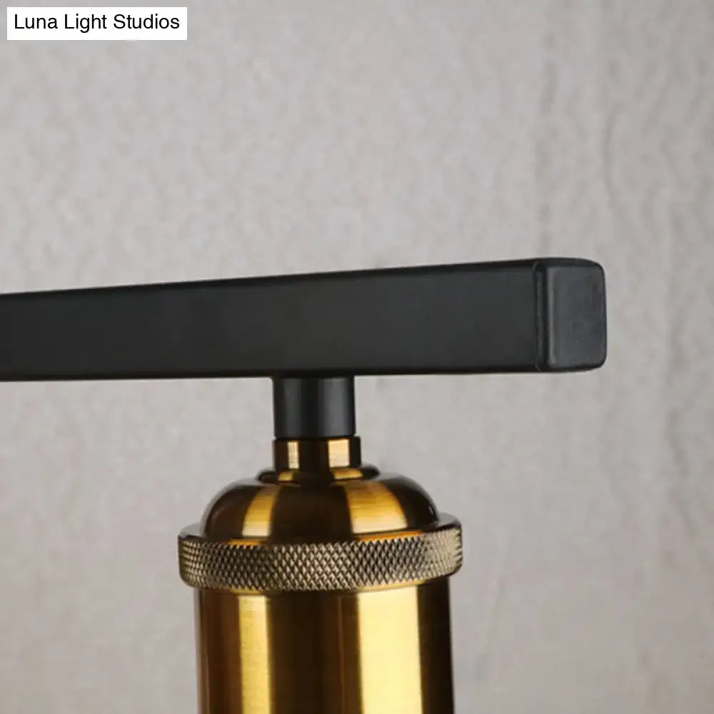 Vintage amber glass 3-light black and brass pendant dining room lamp