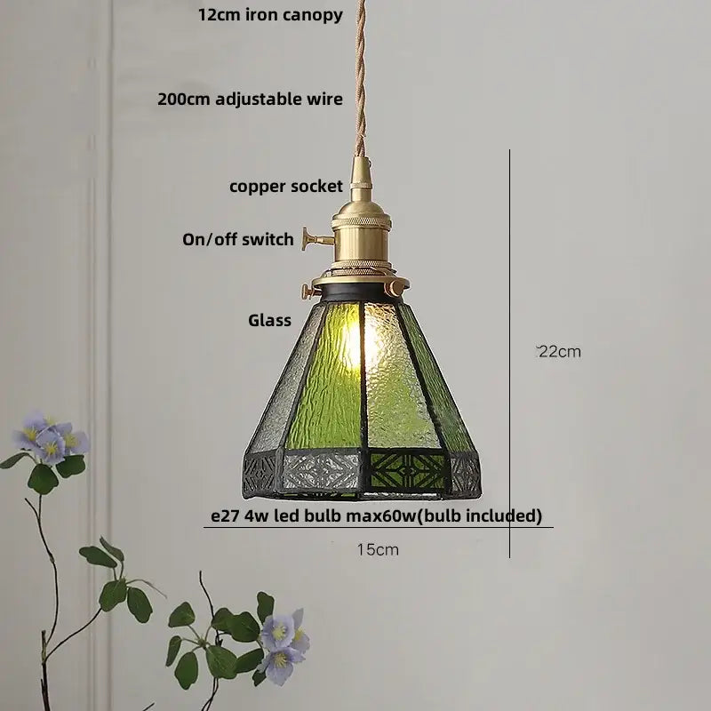 Vintage amber glass led pendant light dining room kitchen