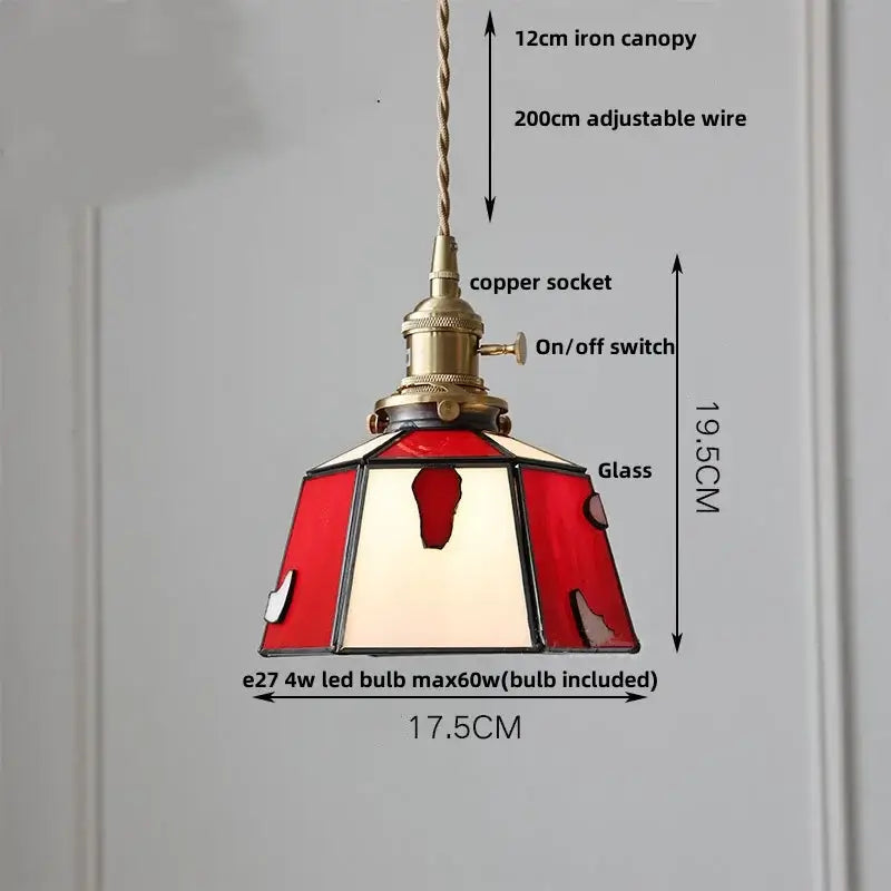 Vintage amber glass led pendant light dining room kitchen