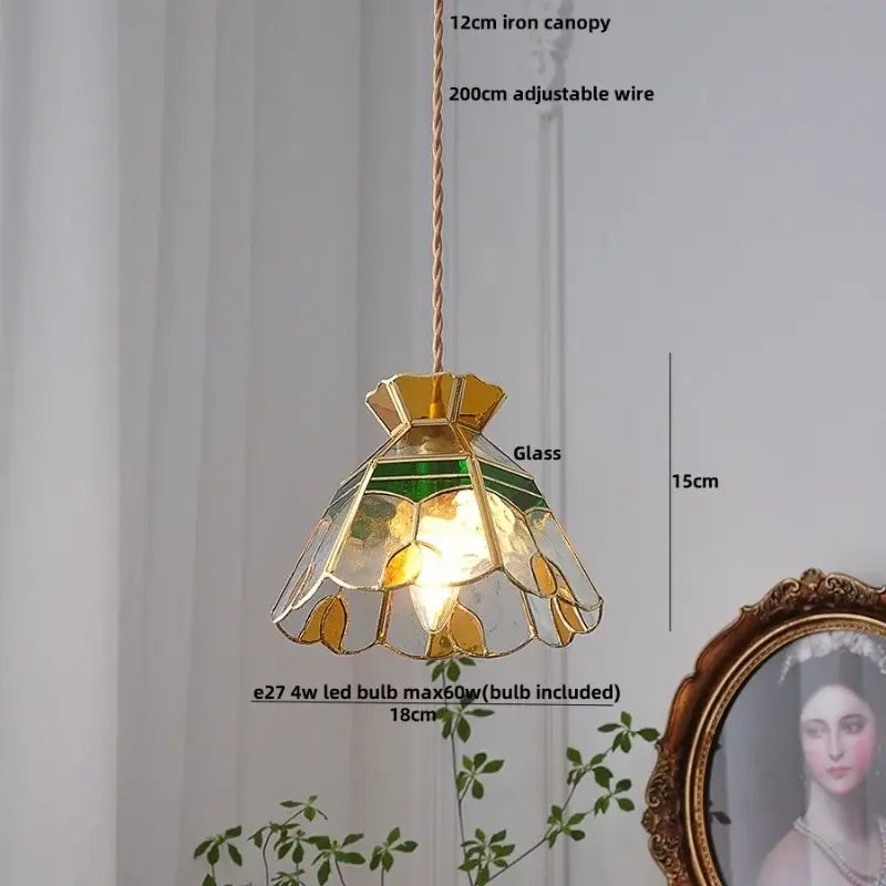 Vintage amber glass led pendant light dining room kitchen