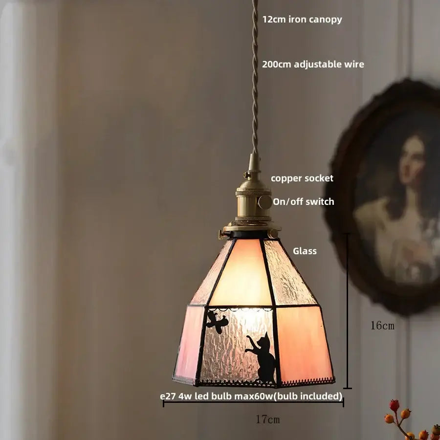 Vintage amber glass led pendant light dining room kitchen