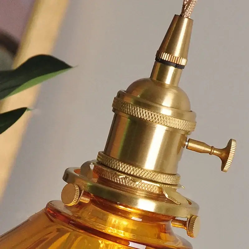 Vintage amber glass led pendant light kitchen hanging lamp