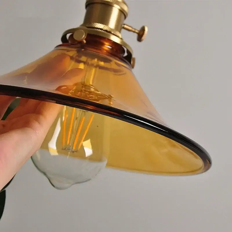 Vintage amber glass led pendant light kitchen hanging lamp