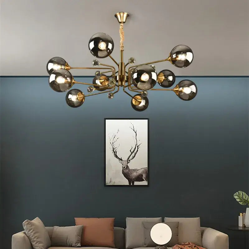 Vintage amber gold glass bubble chandelier kitchen island light