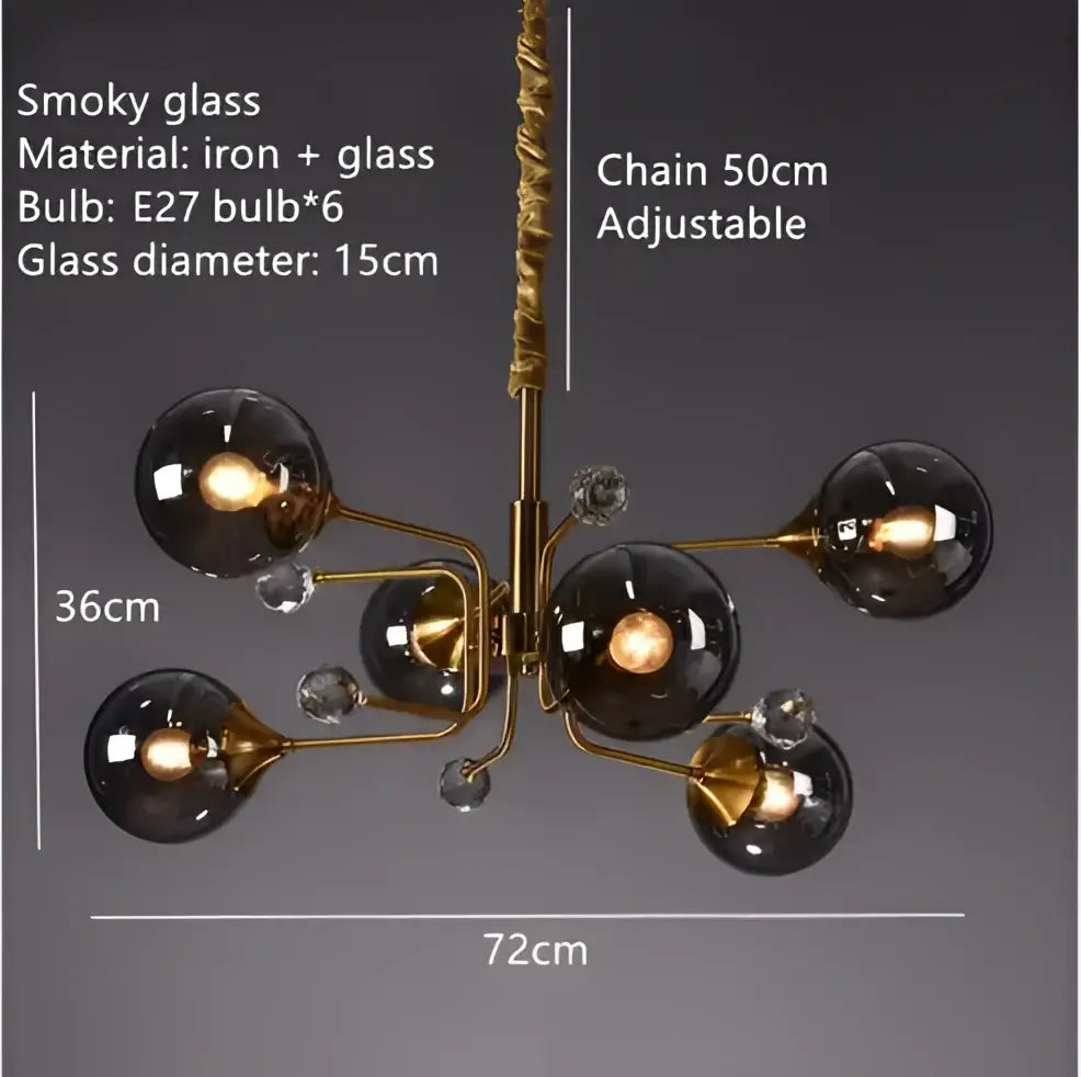 Vintage amber gold glass bubble chandelier kitchen island light